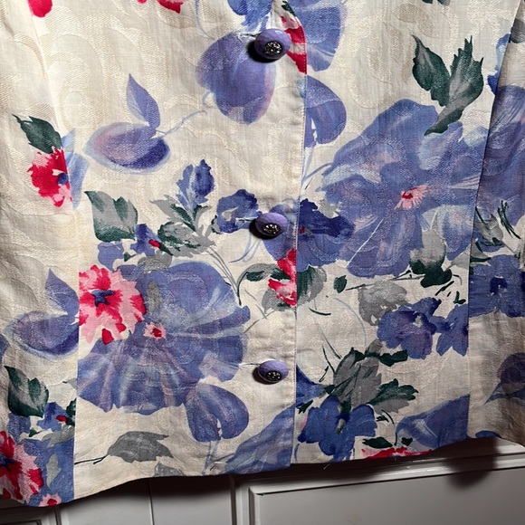 Blazer, Anne Crimmins Linen GORGEOUS Blazer Jacket! 8 Body Linen, Sleeves Silk - Picture 4 of 6